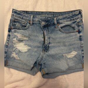 American Eagle Outfitters Light Blue Distressed Denim Jean Shorts